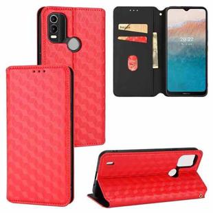 For Nokia C21 Plus Cubic Grid Texture Flip Leather Phone Case(Red)