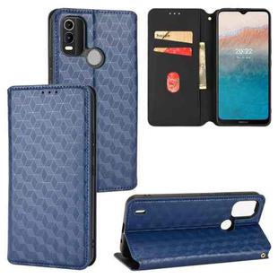 For Nokia C21 Plus Cubic Grid Texture Flip Leather Phone Case(Blue)