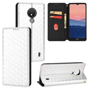 For Nokia C21 Cubic Grid Texture Flip Leather Phone Case(Silver)