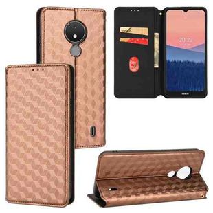 For Nokia C21 Cubic Grid Texture Flip Leather Phone Case(Brown)