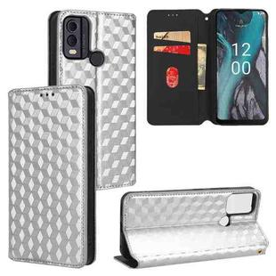 For Nokia C22 Cubic Grid Texture Flip Leather Phone Case(Silver)