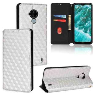 For Nokia C30 Cubic Grid Texture Flip Leather Phone Case(Silver)