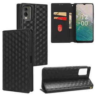 For Nokia C32 Cubic Grid Texture Flip Leather Phone Case(Black)