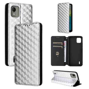 For Nokia C110 Cubic Grid Texture Flip Leather Phone Case(Silver)