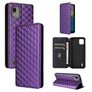 For Nokia C110 Cubic Grid Texture Flip Leather Phone Case(Purple)