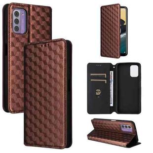 For Nokia C300 Cubic Grid Texture Flip Leather Phone Case(Brown)