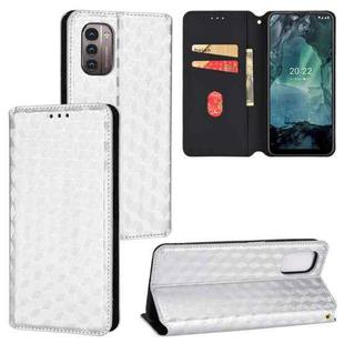 For Nokia G11 / Nokia G21 Cubic Grid Texture Flip Leather Phone Case(Silver)