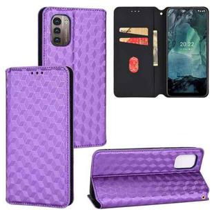 For Nokia G11 / Nokia G21 Cubic Grid Texture Flip Leather Phone Case(Purple)