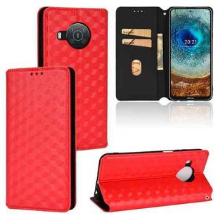 For Nokia X10 / X20 / X100 Cubic Grid Texture Flip Leather Phone Case(Red)