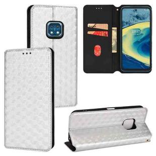 For Nokia XR20 Cubic Grid Texture Flip Leather Phone Case(Silver)