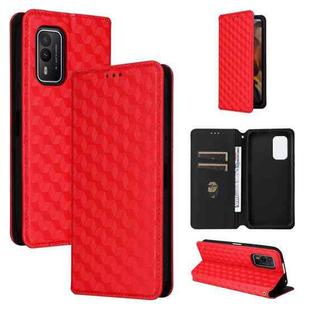 For Nokia XR21 Cubic Grid Texture Flip Leather Phone Case(Red)