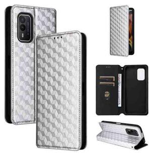 For Nokia XR21 Cubic Grid Texture Flip Leather Phone Case(Silver)