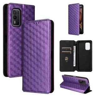 For Nokia XR21 Cubic Grid Texture Flip Leather Phone Case(Purple)