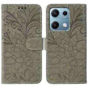 For Redmi Note 14S 4G Global Lace Flower Embossing Flip Leather Phone Case(Grey)