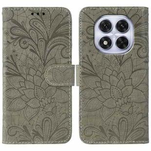 For Redmi Note 14 Pro 4G Global Lace Flower Embossing Flip Leather Phone Case(Grey)