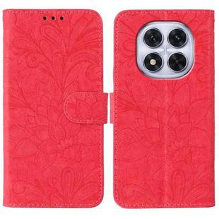 For Redmi Note 14 Pro 4G Global Lace Flower Embossing Flip Leather Phone Case(Red)