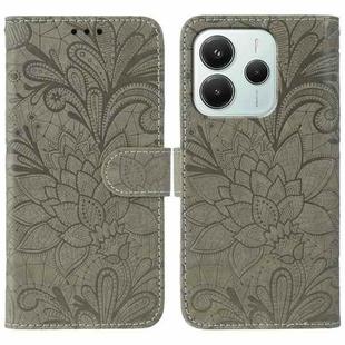 For Redmi Note 14 4G 164.84mm EU Lace Flower Embossing Flip Leather Phone Case(Grey)