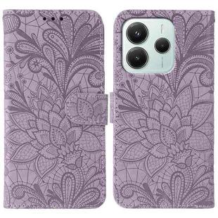 For Redmi Note 14 4G 164.84mm EU Lace Flower Embossing Flip Leather Phone Case(Purple)