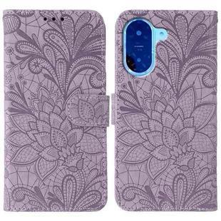 For Redmi A5 4G 173.3mm Lace Flower Embossing Flip Leather Phone Case(Purple)