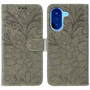 For Redmi A5 4G 171.7mm / Poco C71 4G Lace Flower Embossing Flip Leather Phone Case(Grey)