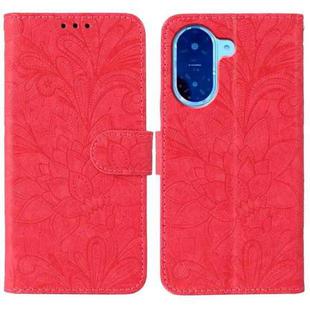 For Redmi A5 4G 171.7mm / Poco C71 4G Lace Flower Embossing Flip Leather Phone Case(Red)