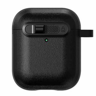 For AirPods 1 & 2 Starry Texture Lock Buckle Shockproof Earphones Case(Black)