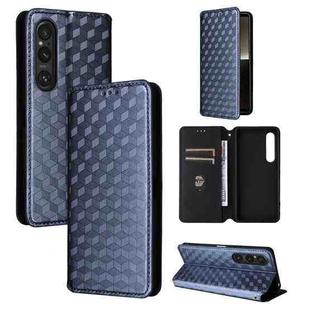 For Sony Xperia 1 VI Cubic Grid Texture Flip Leather Phone Case(Blue)