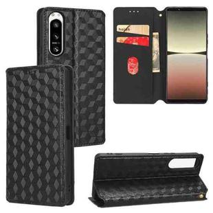 For Sony Xperia 5 IV Cubic Grid Texture Flip Leather Phone Case(Black)