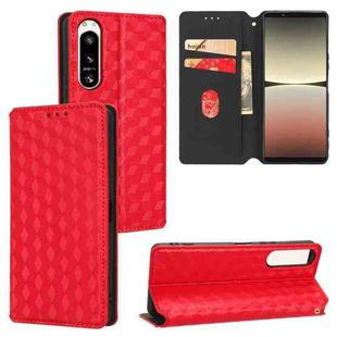 For Sony Xperia 5 IV Cubic Grid Texture Flip Leather Phone Case(Red)