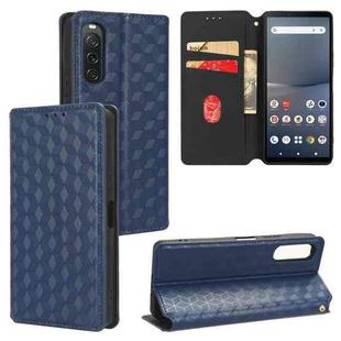 For Sony Xperia 10 V Cubic Grid Texture Flip Leather Phone Case(Blue)
