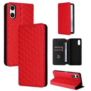 For Sony Xperia 10 VI Cubic Grid Texture Flip Leather Phone Case(Red)