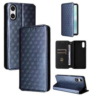 For Sony Xperia 10 VI Cubic Grid Texture Flip Leather Phone Case(Blue)