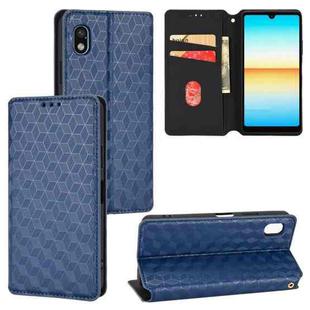 For Sony Xperia Ace III Cubic Grid Texture Flip Leather Phone Case(Blue)