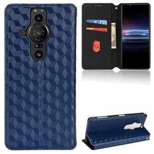 For Sony Xperia Pro-I Cubic Grid Texture Flip Leather Phone Case(Blue)