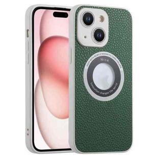 For iPhone 15 Plus Glitter Lens MagSafe Magnetic Phone Case(Green)