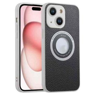 For iPhone 15 Plus Glitter Lens MagSafe Magnetic Phone Case(Black)