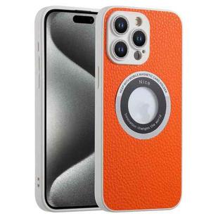 For iPhone 15 Pro Glitter Lens MagSafe Magnetic Phone Case(Orange)