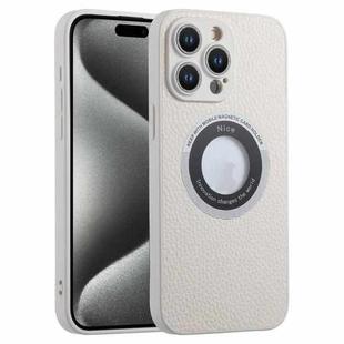 For iPhone 15 Pro Glitter Lens MagSafe Magnetic Phone Case(White)