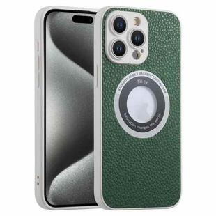For iPhone 15 Pro Max Glitter Lens MagSafe Magnetic Phone Case(Green)