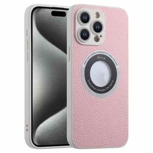For iPhone 15 Pro Max Glitter Lens MagSafe Magnetic Phone Case(Pink)
