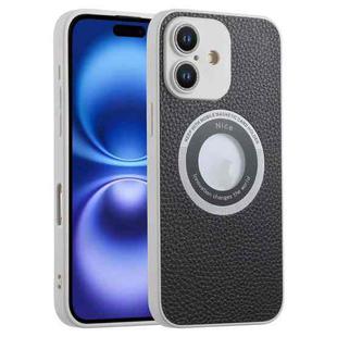 For iPhone 16 Glitter Lens MagSafe Magnetic Phone Case(Black)