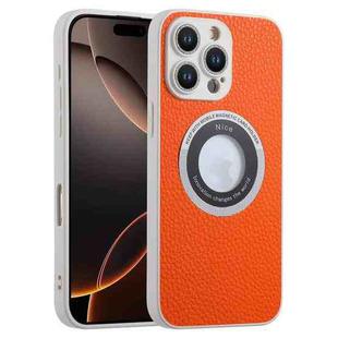 For iPhone 16 Pro Max Glitter Lens MagSafe Magnetic Phone Case(Orange)