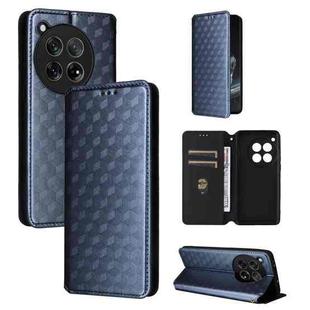 For OnePlus 12 Cubic Grid Texture Flip Leather Phone Case(Blue)