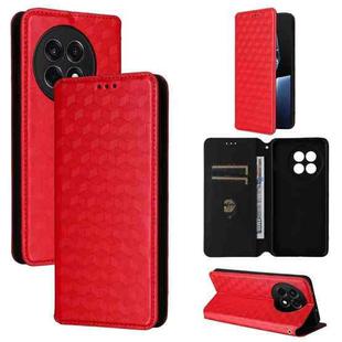 For OnePlus 13R / Ace 5 / Ace 5 Pro Cubic Grid Texture Flip Leather Phone Case(Red)