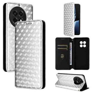 For OnePlus 13R / Ace 5 / Ace 5 Pro Cubic Grid Texture Flip Leather Phone Case(Silver)
