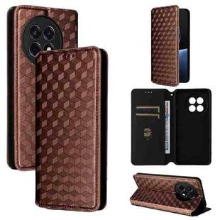 For OnePlus 13R / Ace 5 / Ace 5 Pro Cubic Grid Texture Flip Leather Phone Case(Brown)