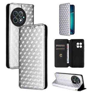 For OnePlus Ace 2 Pro Cubic Grid Texture Flip Leather Phone Case(Silver)