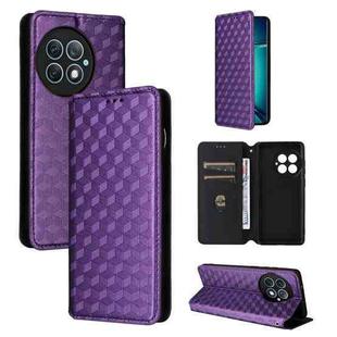 For OnePlus Ace 2 Pro Cubic Grid Texture Flip Leather Phone Case(Purple)