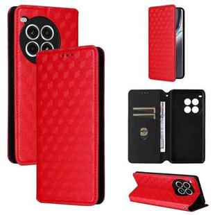 For OnePlus Ace 3 Pro Cubic Grid Texture Flip Leather Phone Case(Red)