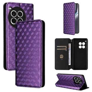 For OnePlus Ace 3 Pro Cubic Grid Texture Flip Leather Phone Case(Purple)